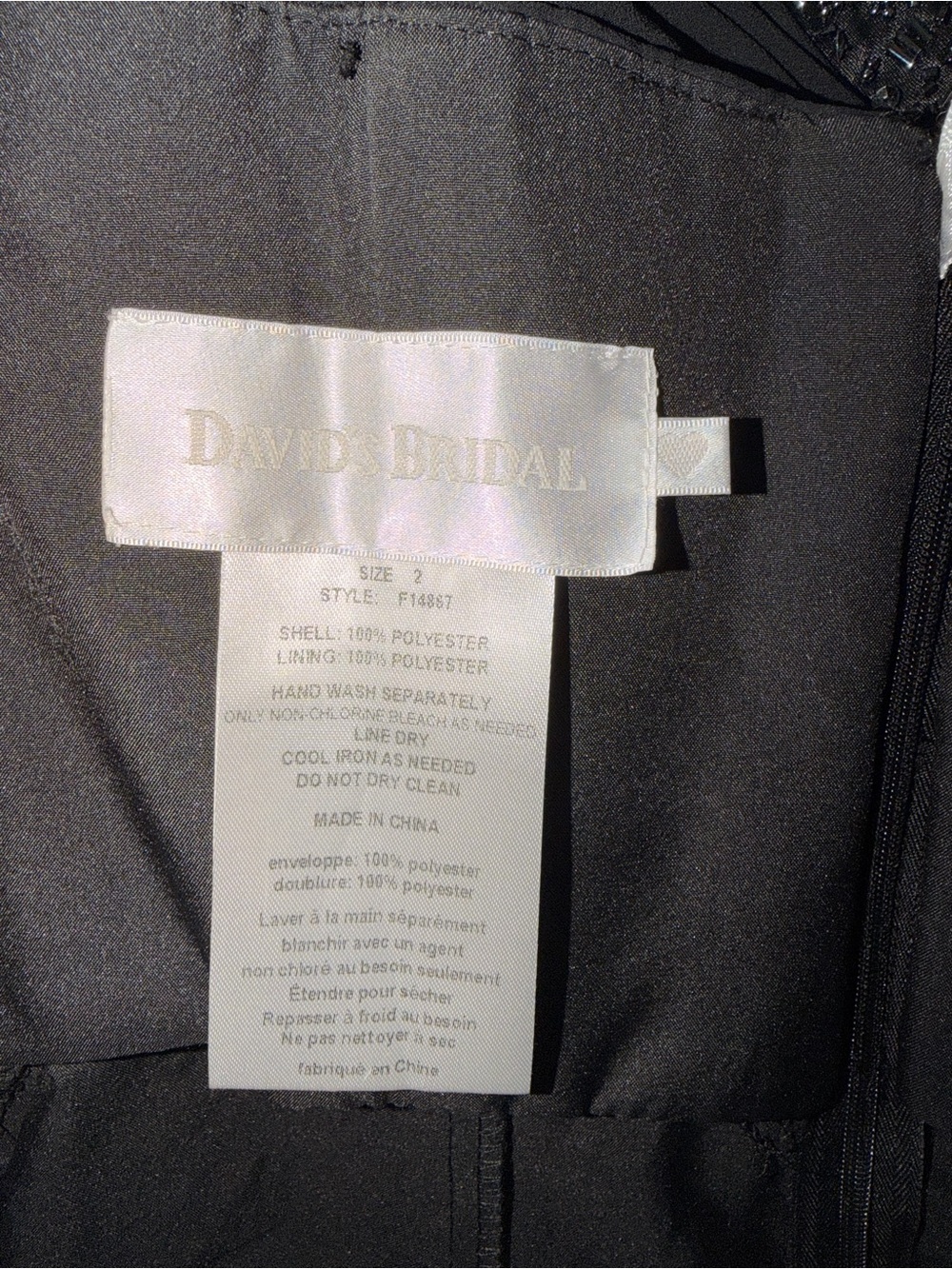 David’s Bridal Black Strapless Beaded Sweetheart Formal Dress Size 2 - Picture 11 of 12